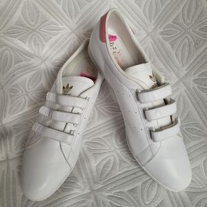 Adidas Stan Smith Sleek W White Pink Leather Sneakers 9.5 Velcro Rare 2006 Vi